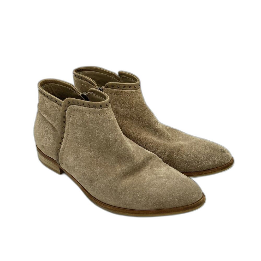 ITALEAU Miralda Beige Suede Studded Waterproof Ankle Booties 9 EU39.5 Zip
